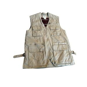 Vintage LL Bean Khaki Safari Vest Women Med Photography Hiking Fishing Hunting